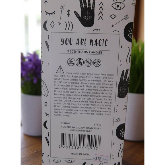 You Are Magic Scented Candle Set 3 Tin Clarity Mystic Purpose Crystals Gift Deco - Picture 8 of 9